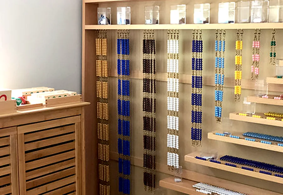 Montessori bead cabinet for concrete mathematics work