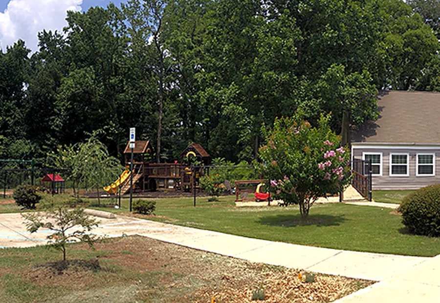 Peridot Montessori campus and outdoor arrival area in Madison, Alabama