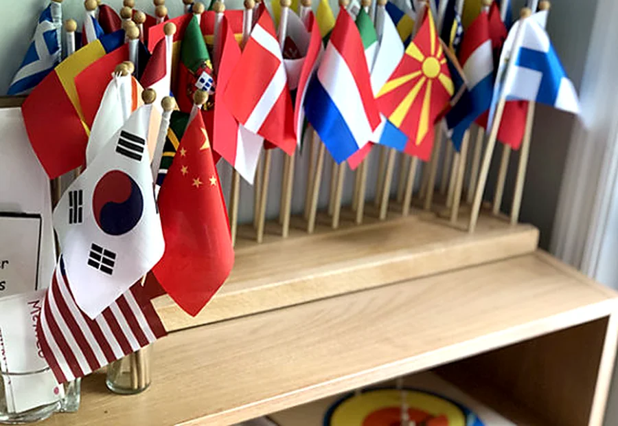 International flags used for Montessori cultural studies